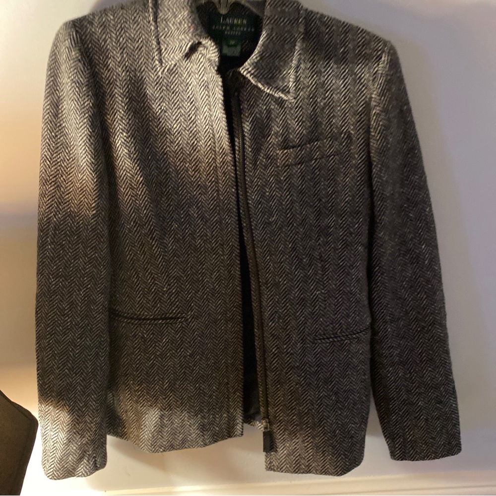 Ralph Lauren 100% Lambs Wool Zip Blazer Jacket 10P